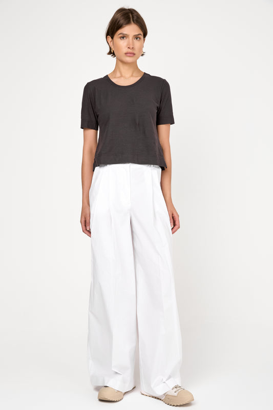 Mini Cotton Crepe T-Shirt in Mud