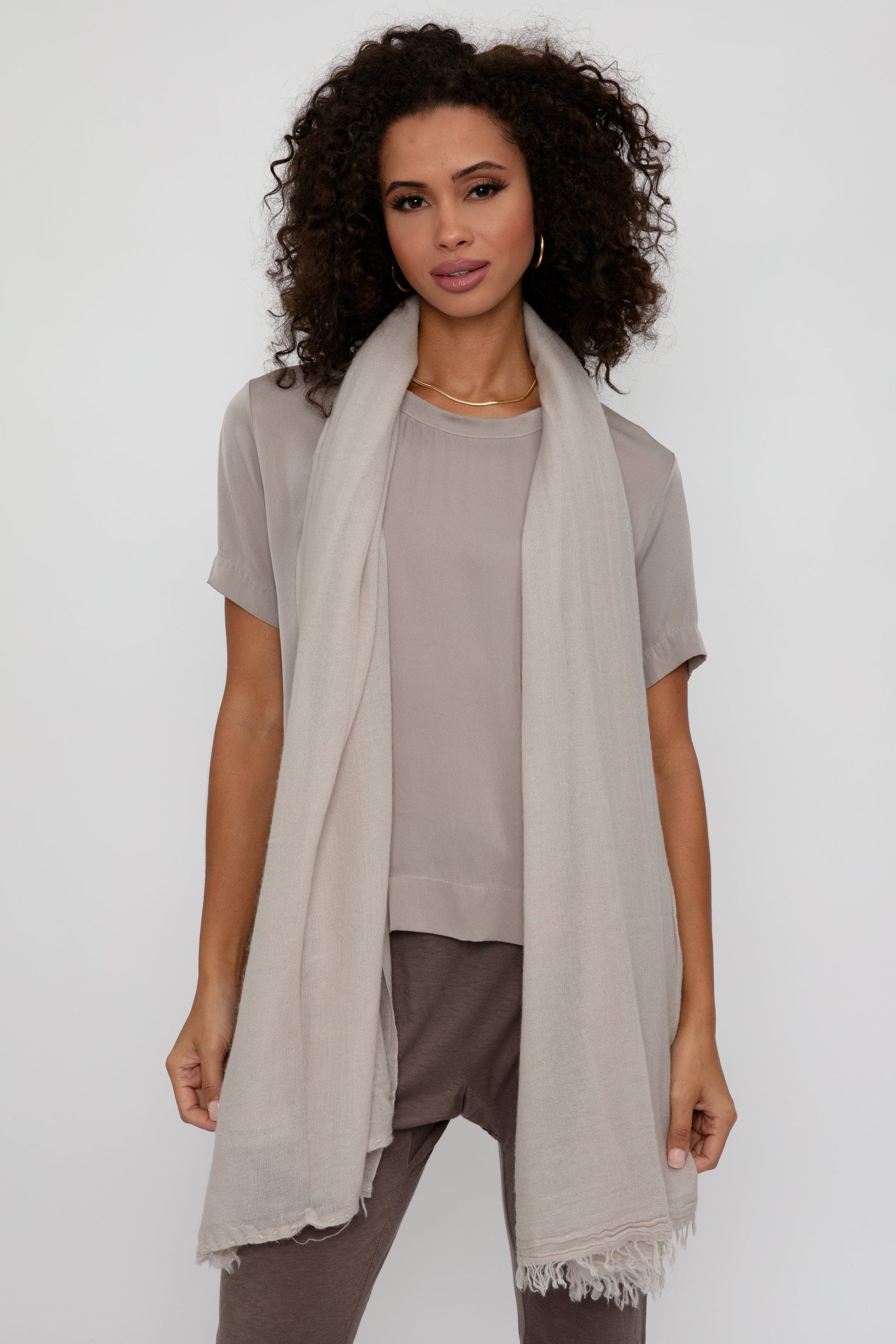 PRIVATE 0204 Net Cashmere Scarf in Dune