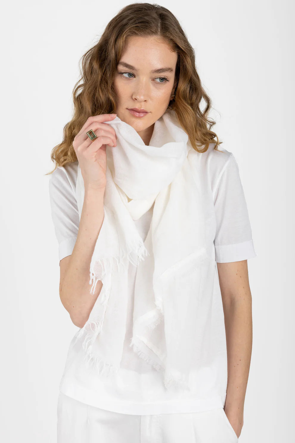 Net Cashmere Scarf in White