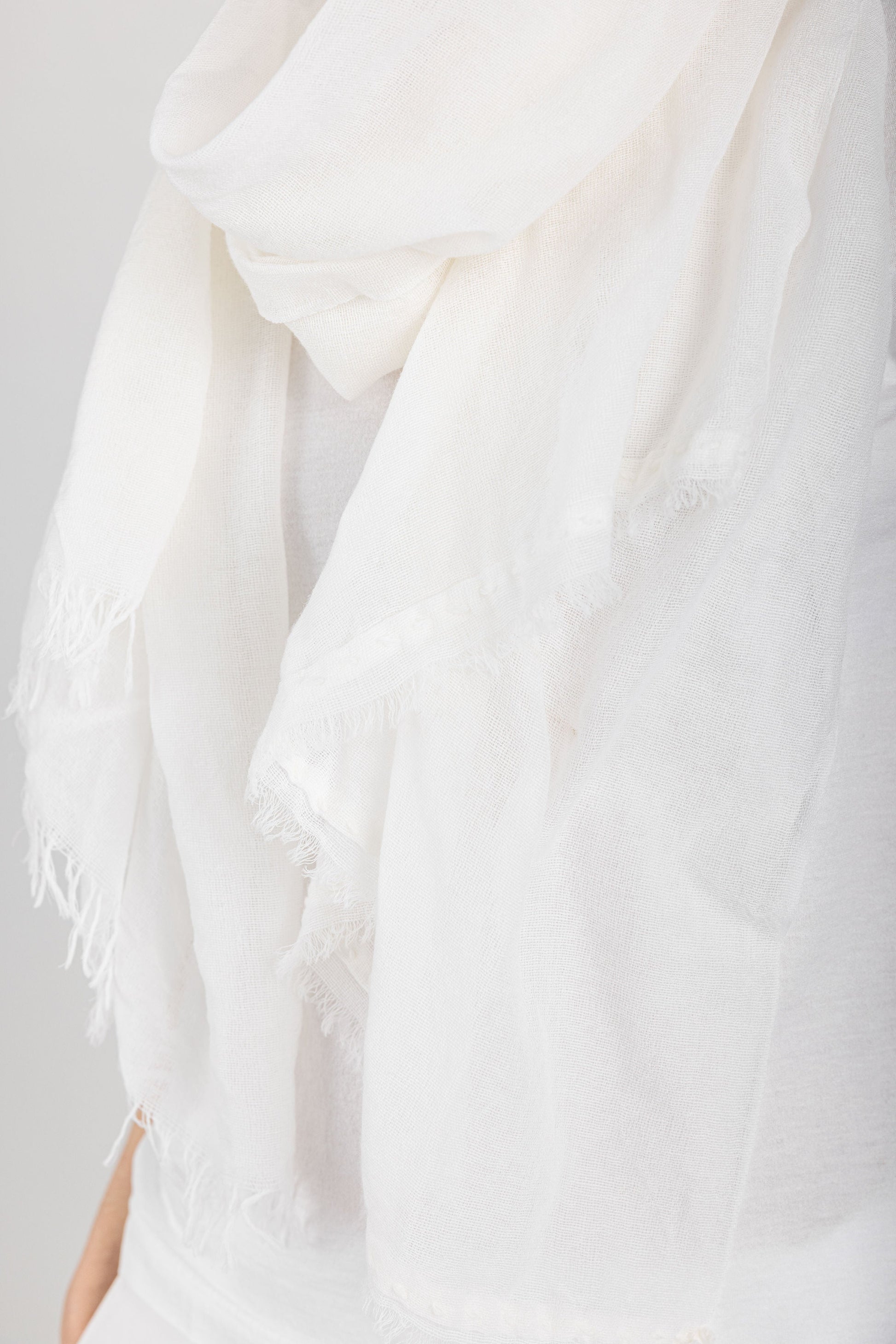 PRIVATE 0204 Net Cashmere Scarf in White