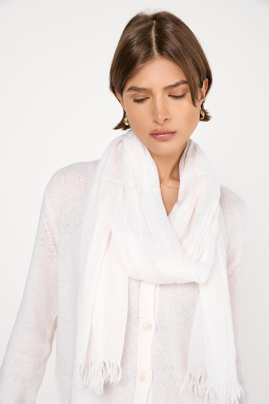 New Open Net Cashmere Scarf in White