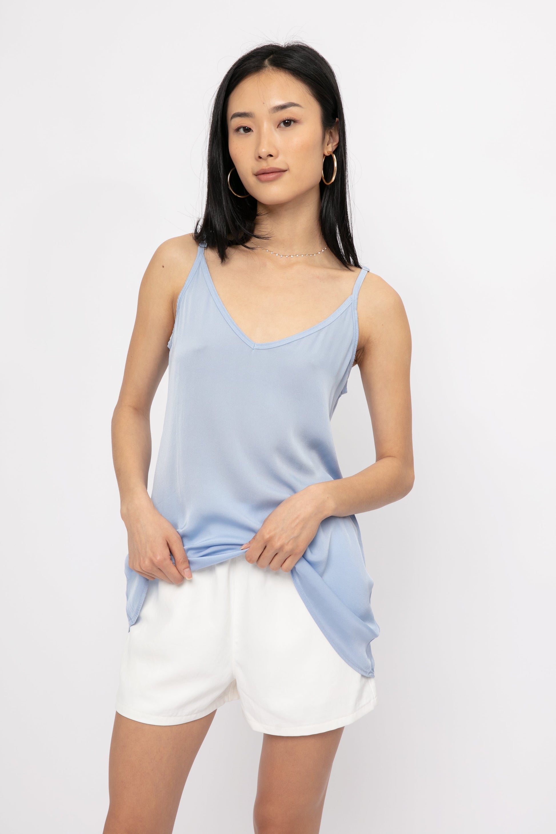 PRIVATE 0204 Silk Camisole in Ciel Blue
