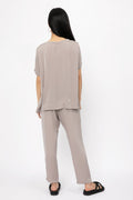 PRIVATE 0204 Silk Crewneck Top in Greige