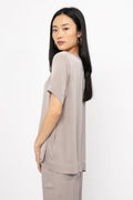 PRIVATE 0204 Silk Crewneck Top in Greige
