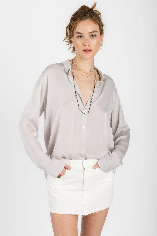 PRIVATE 0204 Smooth Silk Shirt in Pearl