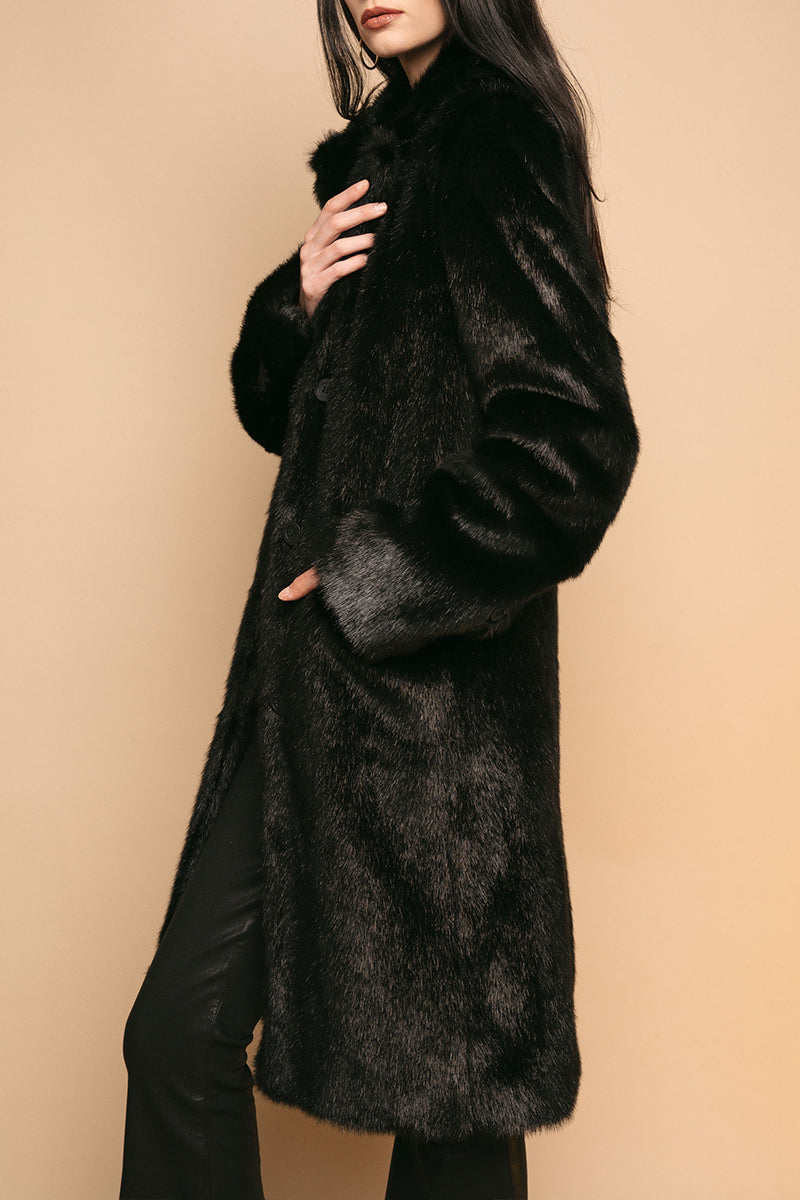 RTA Dawson Faux Fur Coat in Black