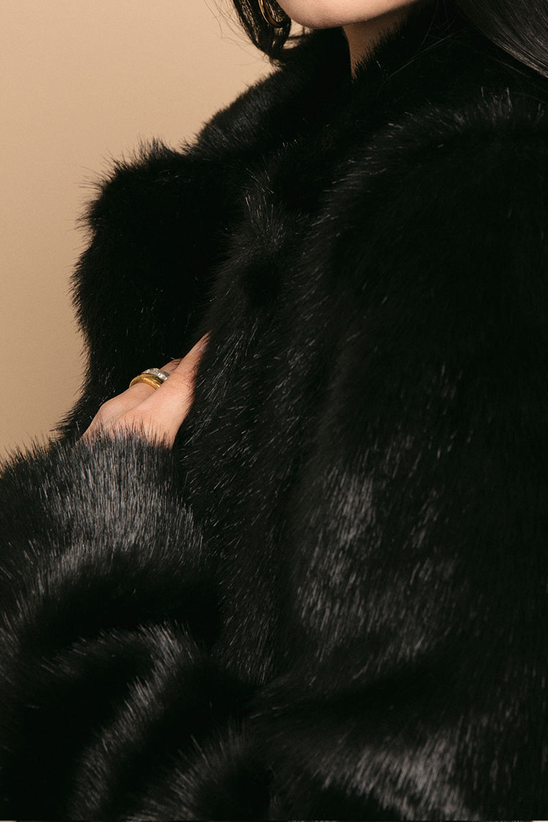 RTA Dawson Faux Fur Coat in Black