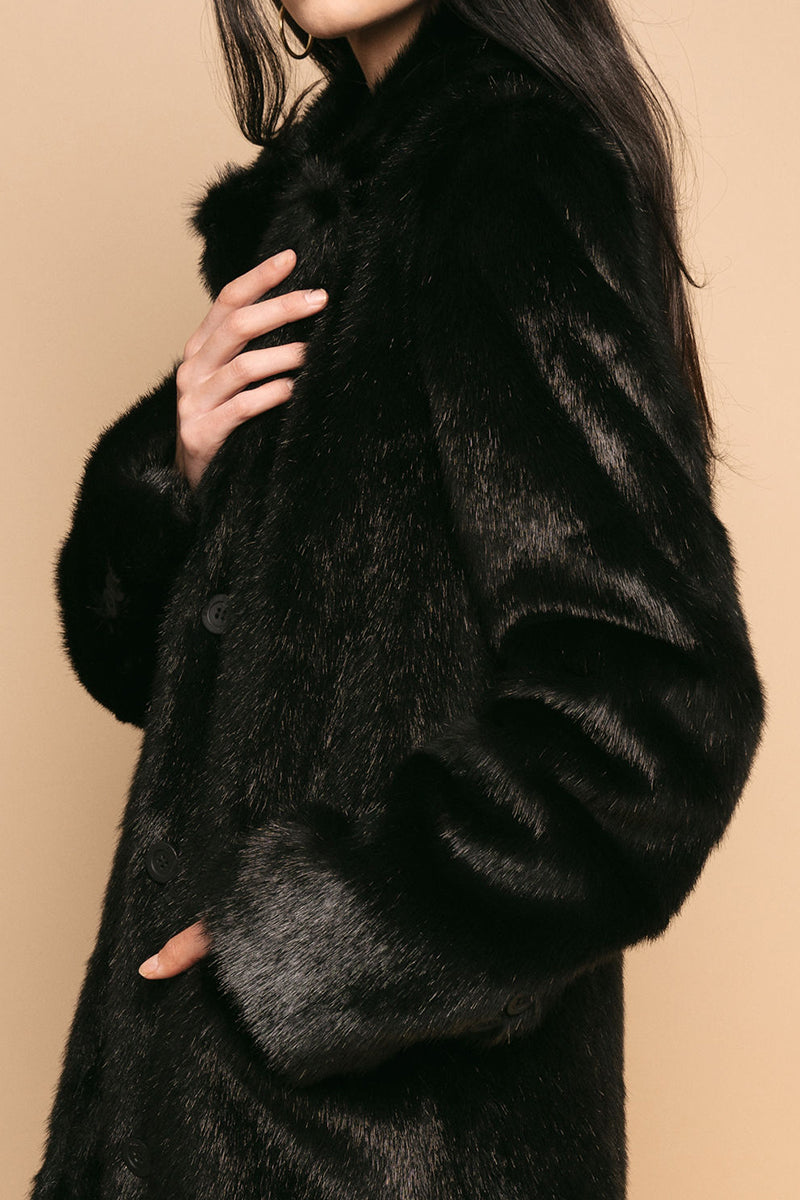 RTA Dawson Faux Fur Coat in Black
