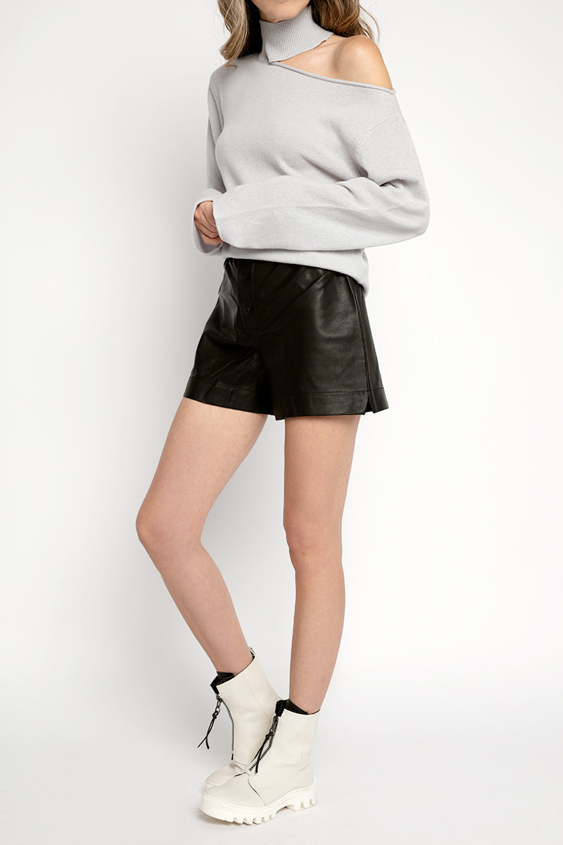 RTA Langley Cut Out Cashmere Sweater in Lead Crystal