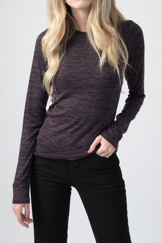 RAG & BONE Jane Slim Long Sleeve Top in Purple Night