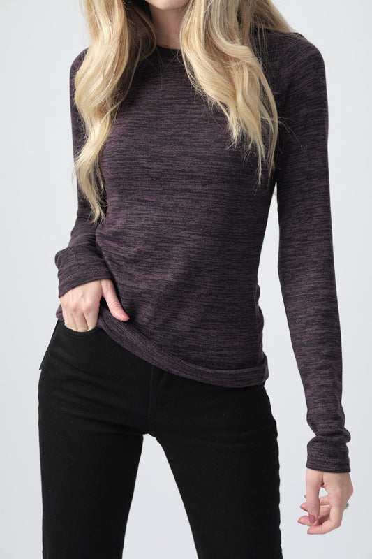 RAG & BONE Jane Slim Long Sleeve Top in Purple Night