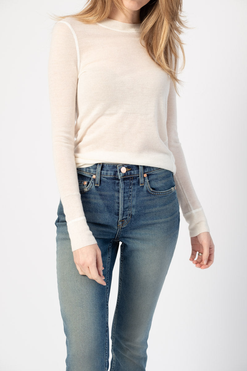 RAG & BONE Marina Crewneck Top in Chalk