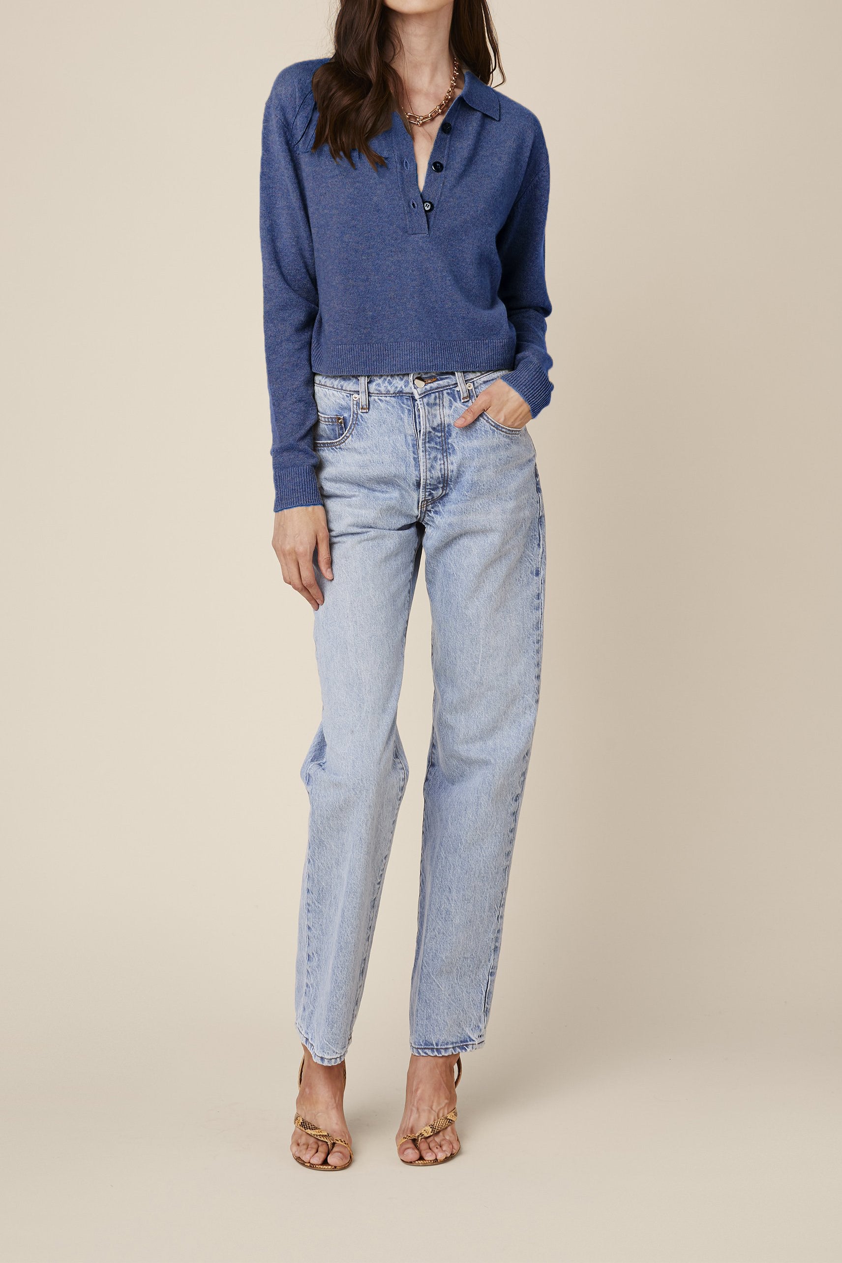 SABLYN Knox Cashmere Sweater in Blue Denim