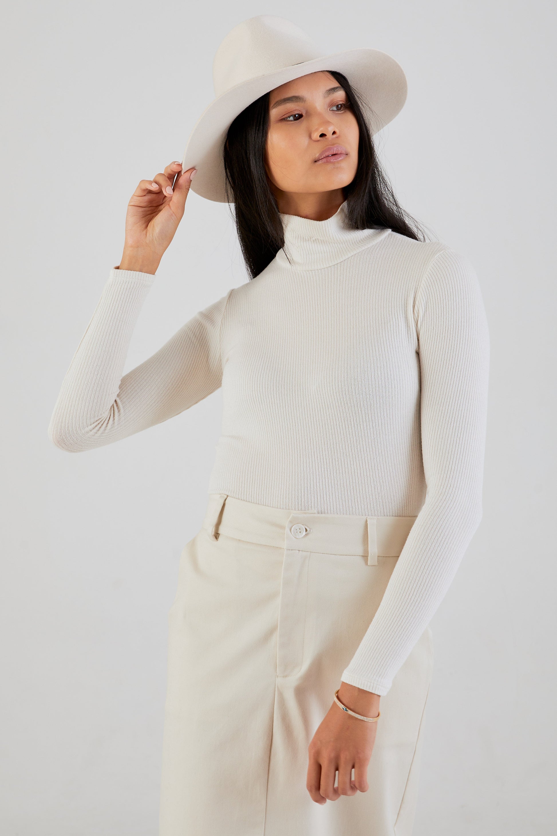 SABLYN Archer Rib Turtleneck in Gardenia