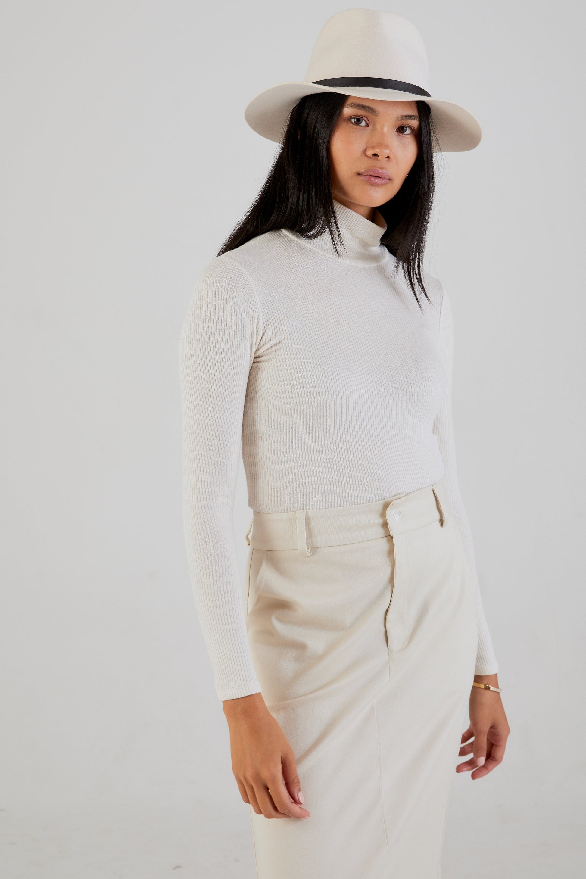 SABLYN Archer Rib Turtleneck in Gardenia