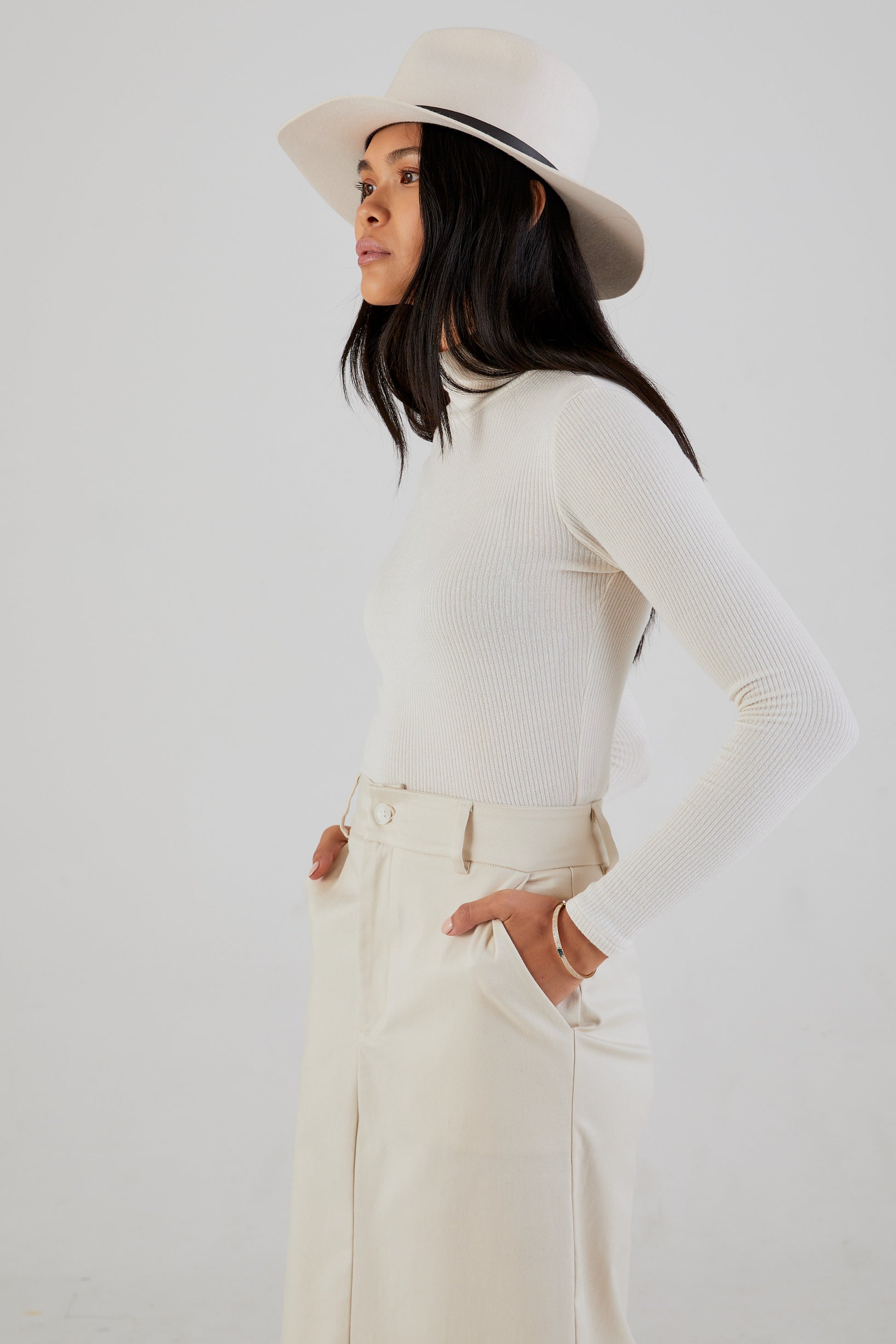 SABLYN Archer Rib Turtleneck in Gardenia