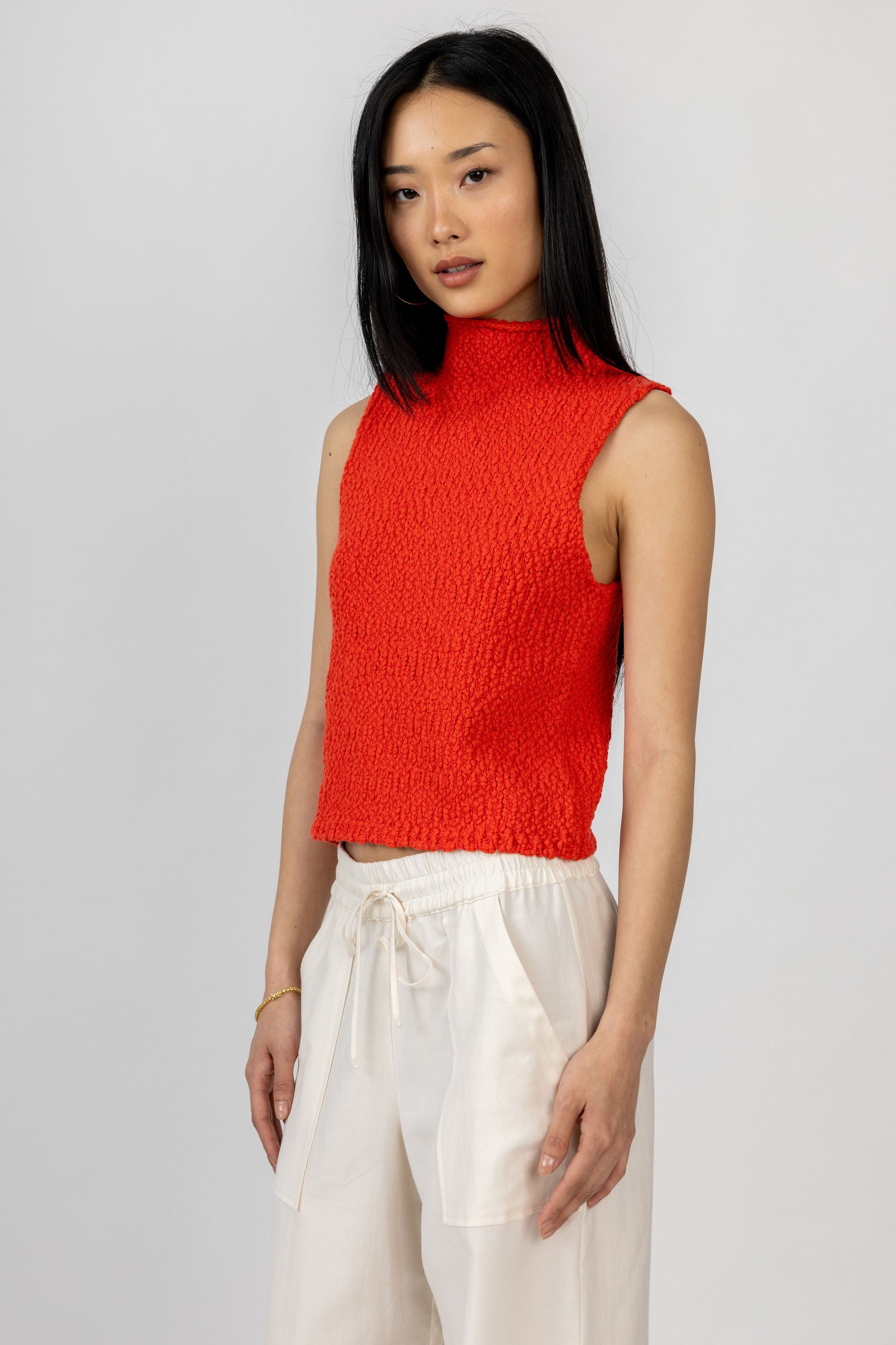 SABLYN Atticus Mock Neck Top in Persimmon