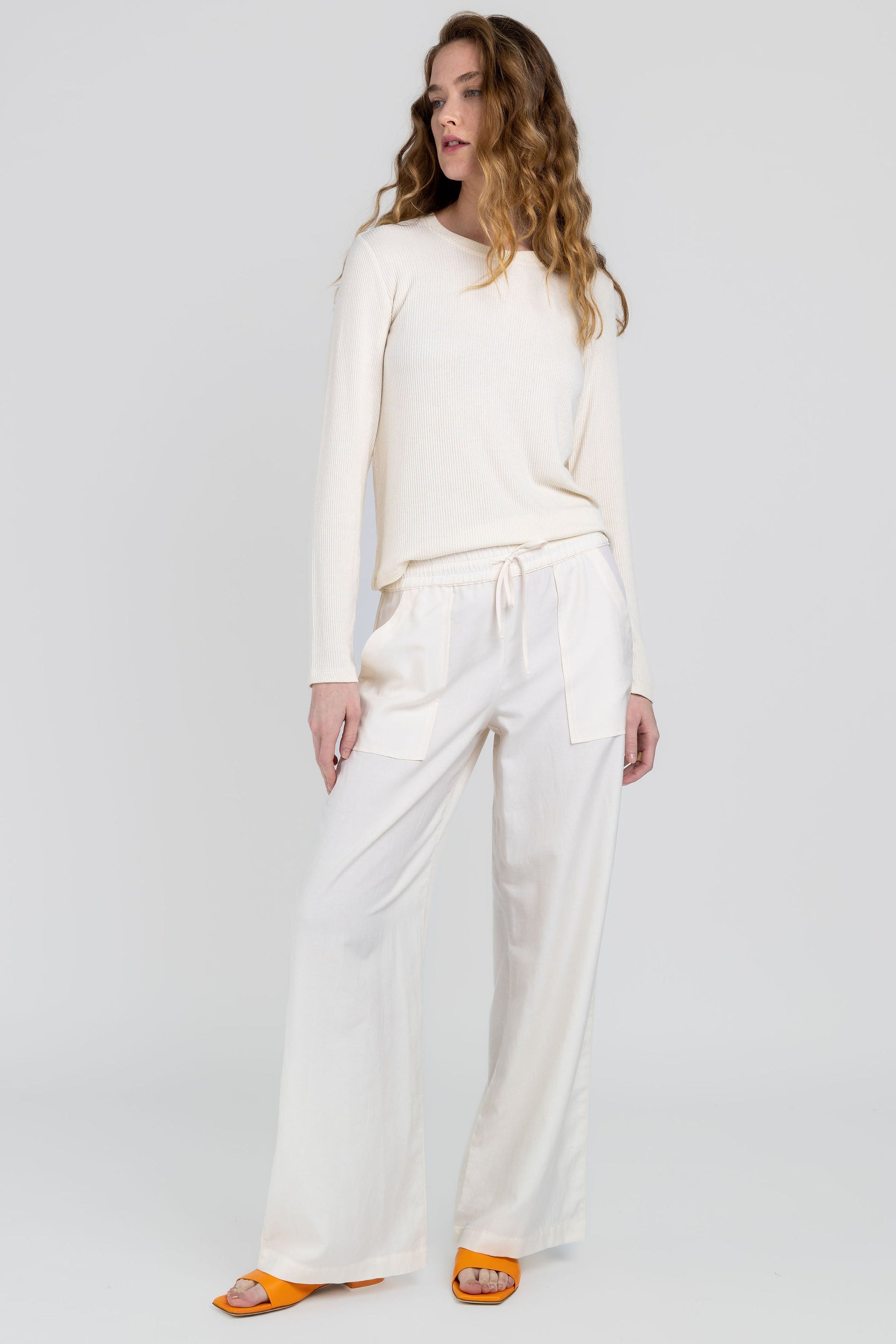 SABLYN Baxter Drawstring Wide Leg Pant in Gardenia