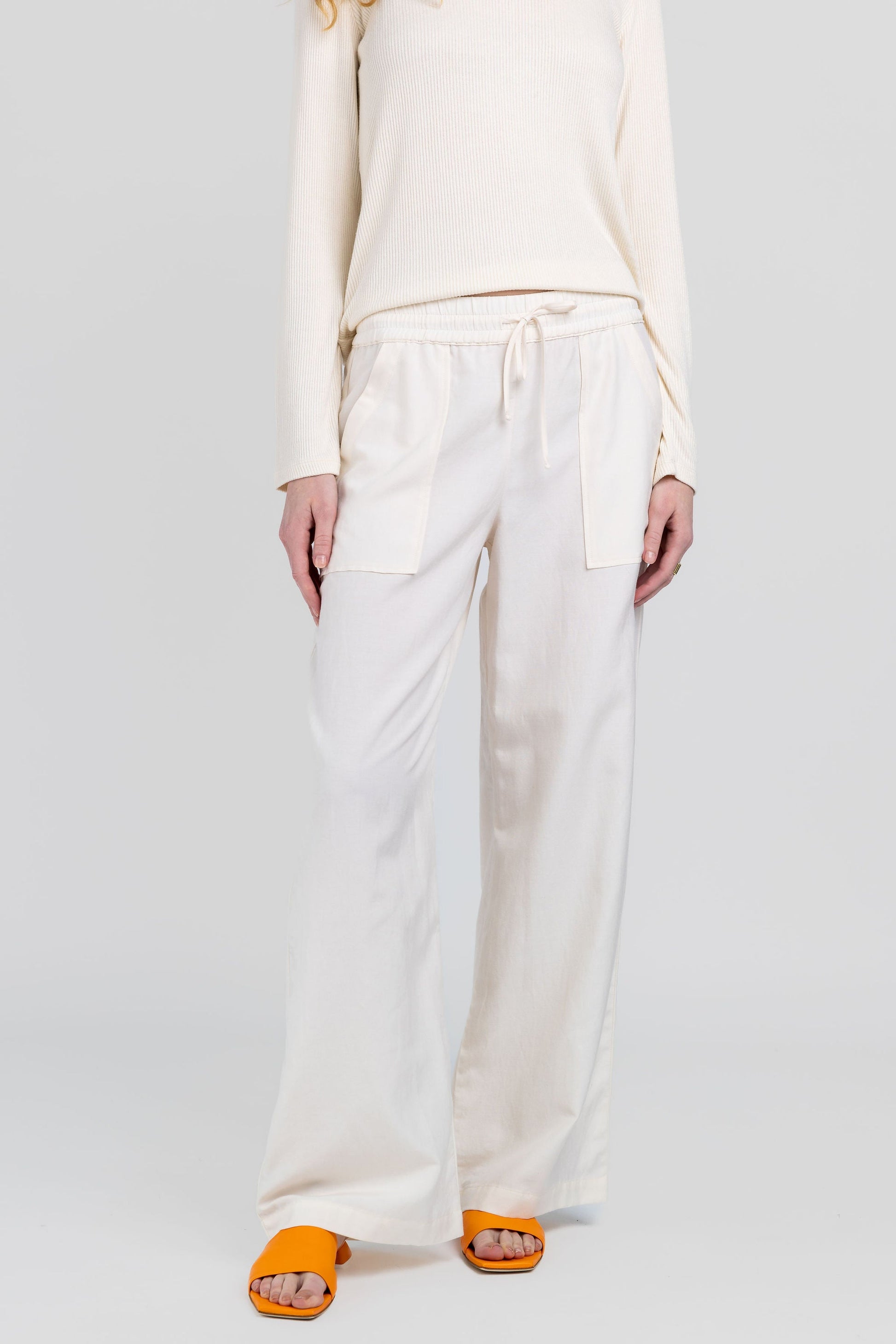 SABLYN Baxter Drawstring Wide Leg Pant in Gardenia