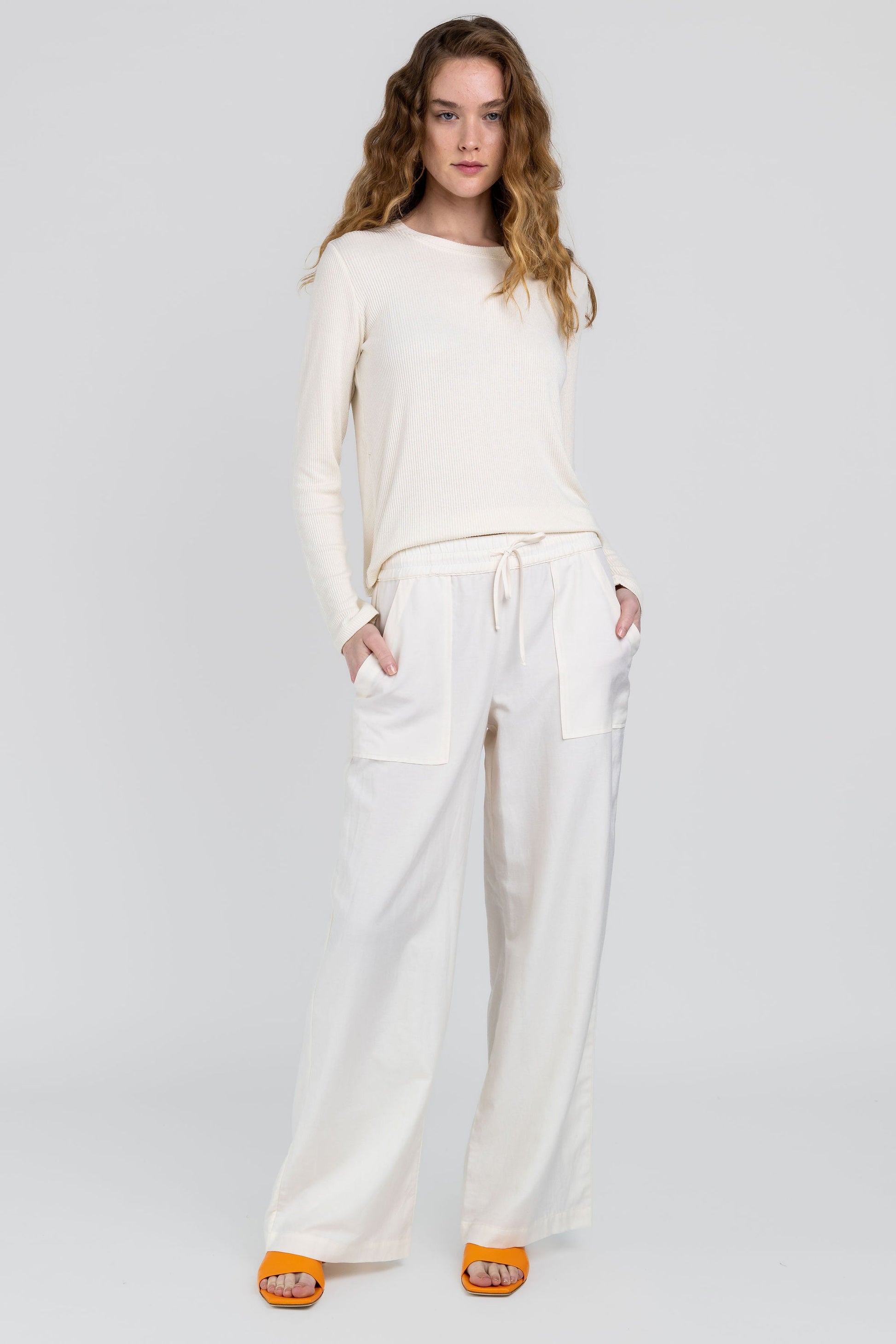 SABLYN Baxter Drawstring Wide Leg Pant in Gardenia
