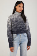 SABLYN Lula Crop Cashmere Turtleneck Sweater in Nightbreak