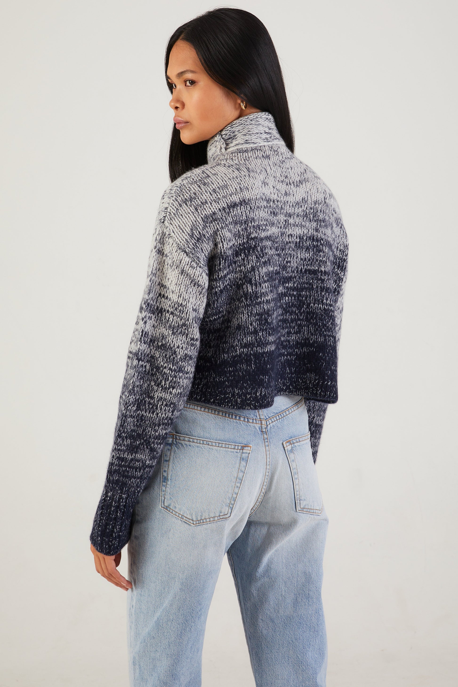 SABLYN Lula Crop Cashmere Turtleneck Sweater in Nightbreak