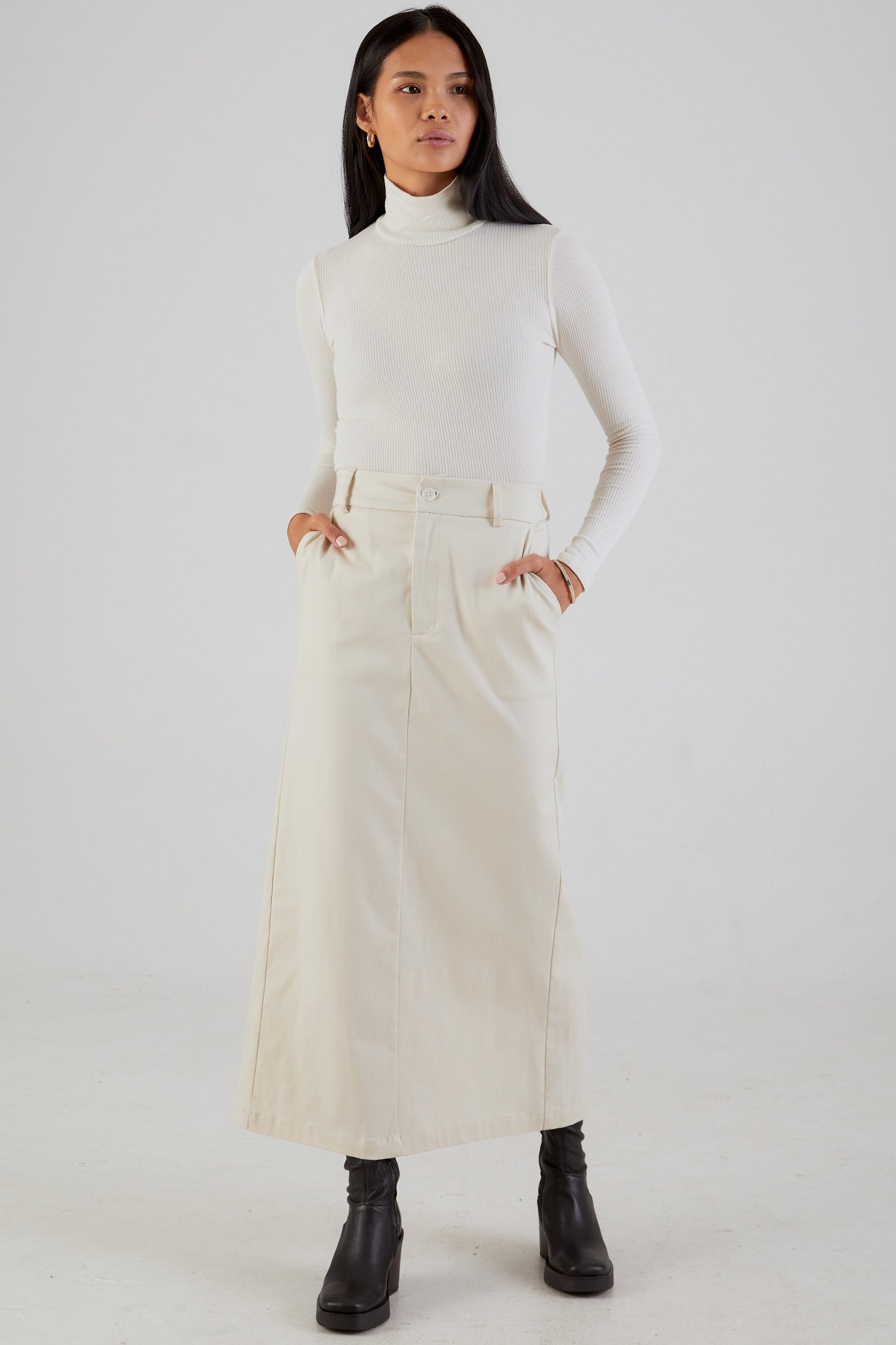 SABLYN Archer Rib Turtleneck in Gardenia