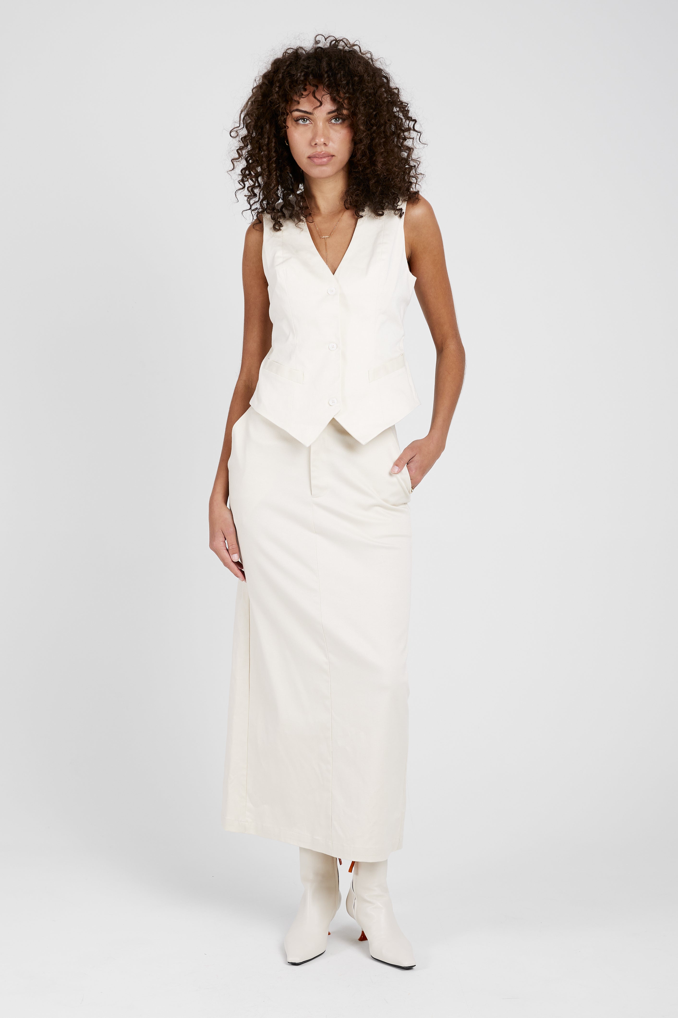 Tuli Twill Vest in Gardenia