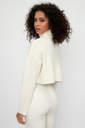 SABLYN Uma Cashmere Cropped Turtleneck Sweater in Gardenia