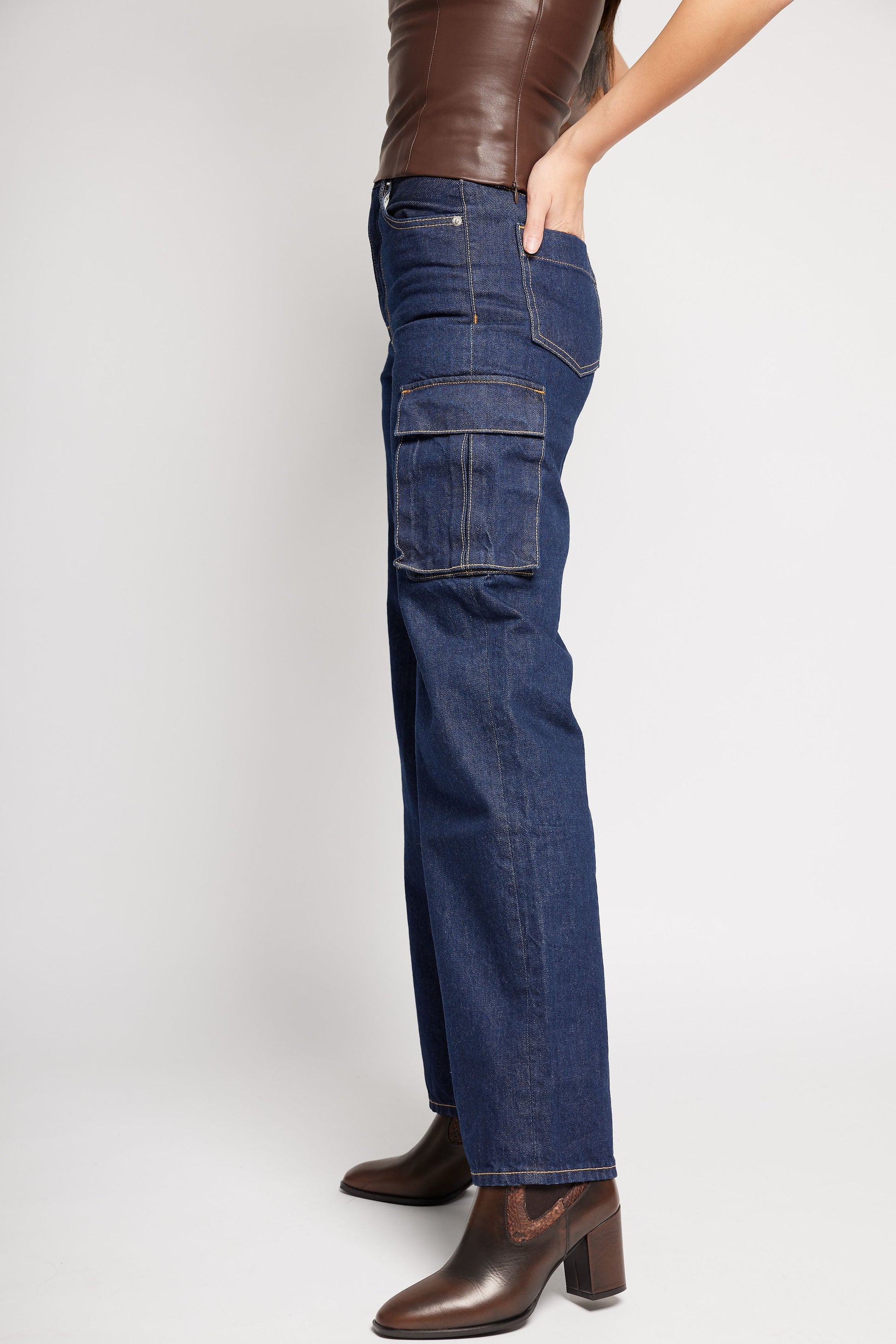 SLVRLAKE Grace Cargo Jean in Midnight Mile