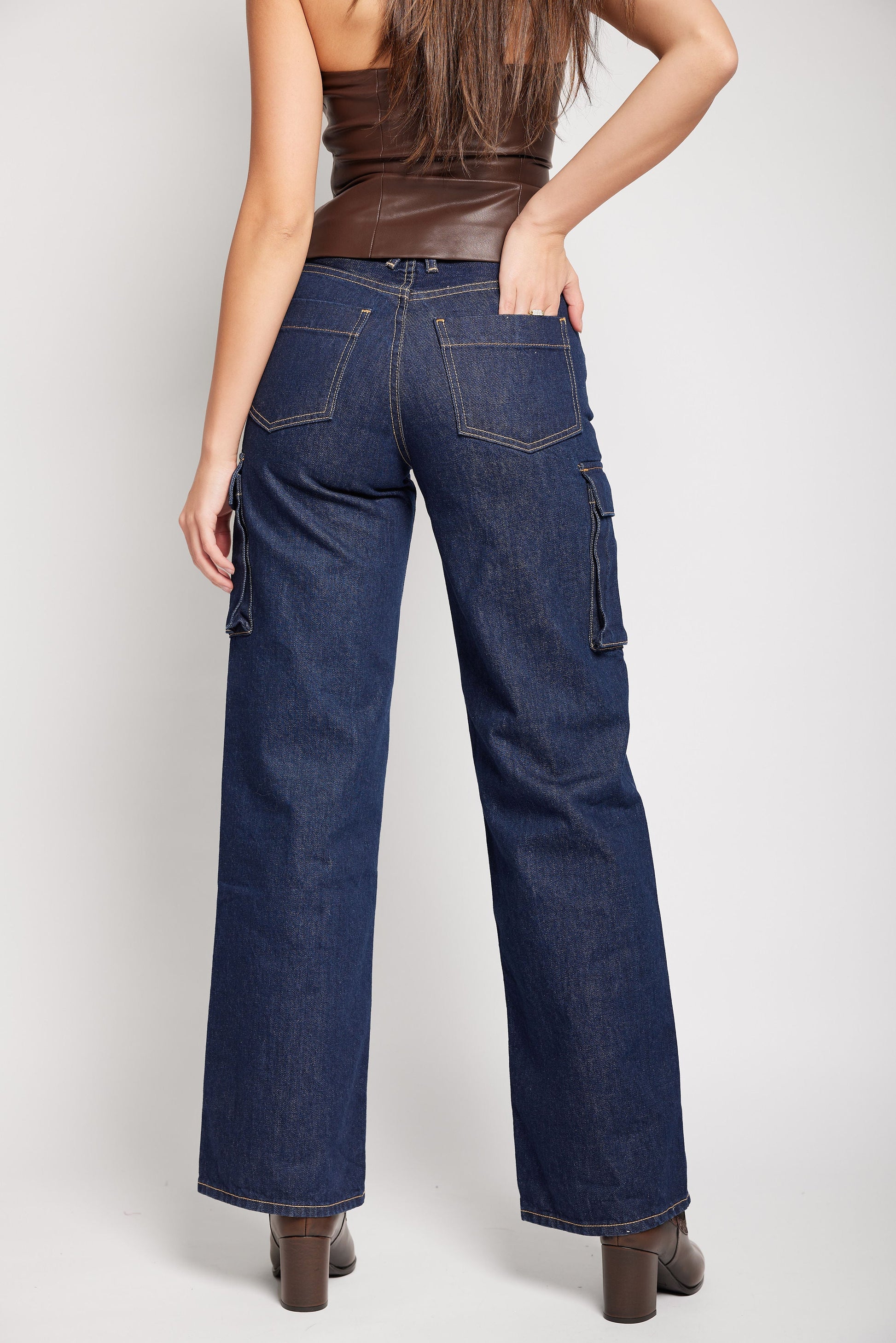 SLVRLAKE Grace Cargo Jean in Midnight Mile