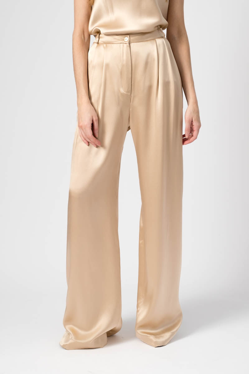 SABLYN Vera Pleated Silk Pant in Fawn
