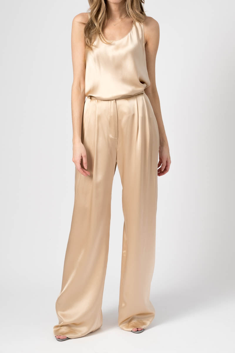 SABLYN Vera Pleated Silk Pant in Fawn