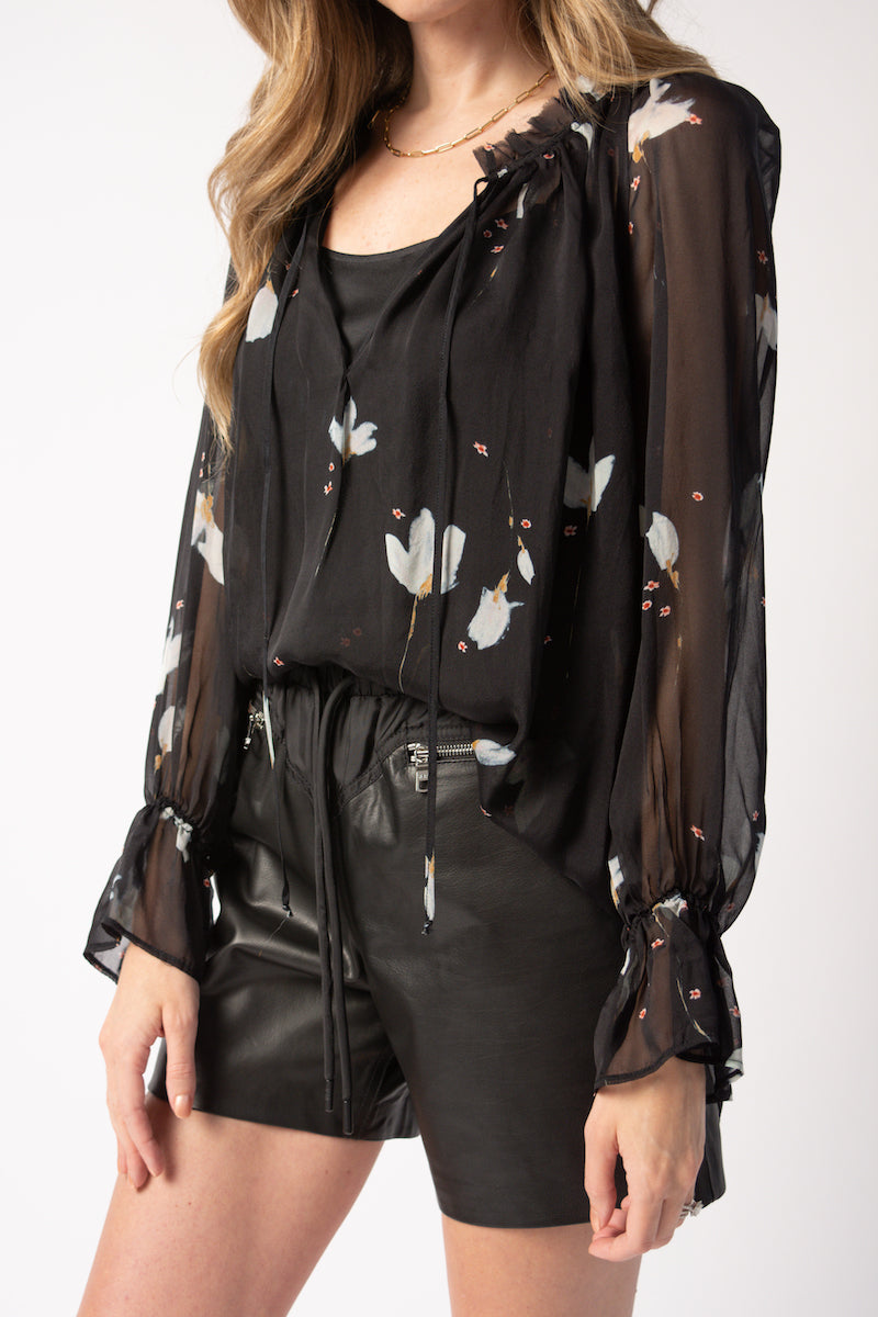 FORTE FORTE Chiffon Silk Bohemian Shirt in Mahonia Print