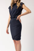 FRAME Double Shirred Skirt in Navy