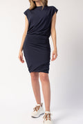 FRAME Double Shirred Skirt in Navy