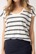 FRAME Easy Scoop Tee in Blanc Multi