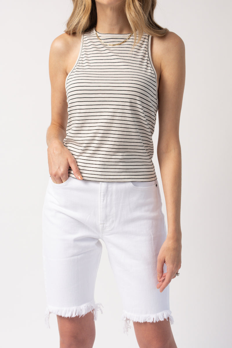 FRAME Le High Racer Striped Tank in Blanc Multi