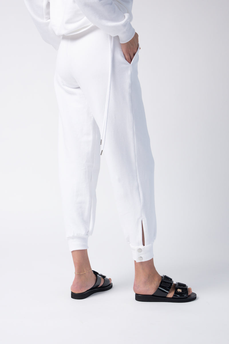 THE RANGE Knit Snap Track Pants in White