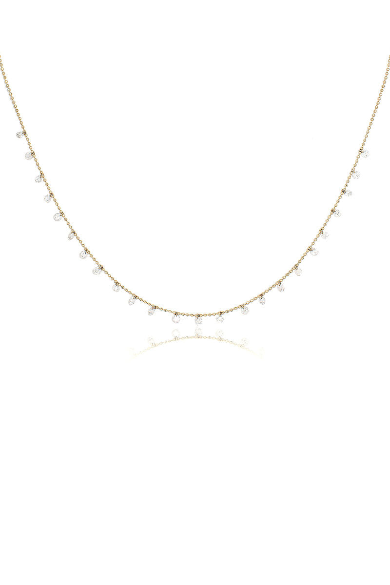 L.A. STEIN Celeste 24 Floating Diamond Necklace in Yellow Gold