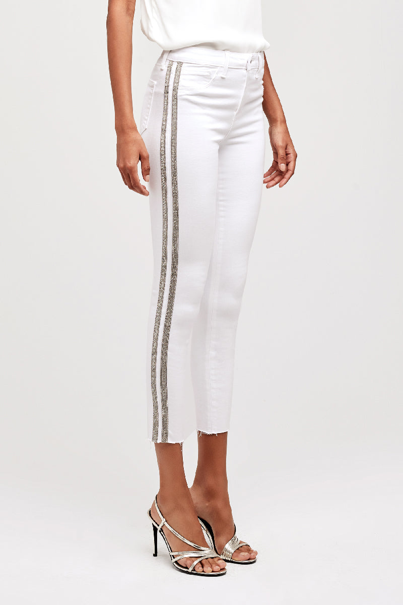 L'AGENCE Margot High Rise Double Crystal in Blanc