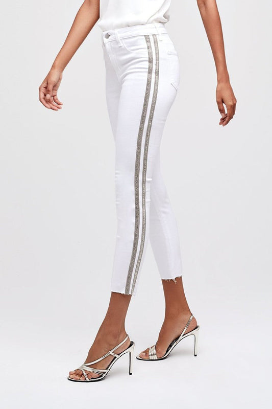 L'AGENCE Margot High Rise Double Crystal in Blanc