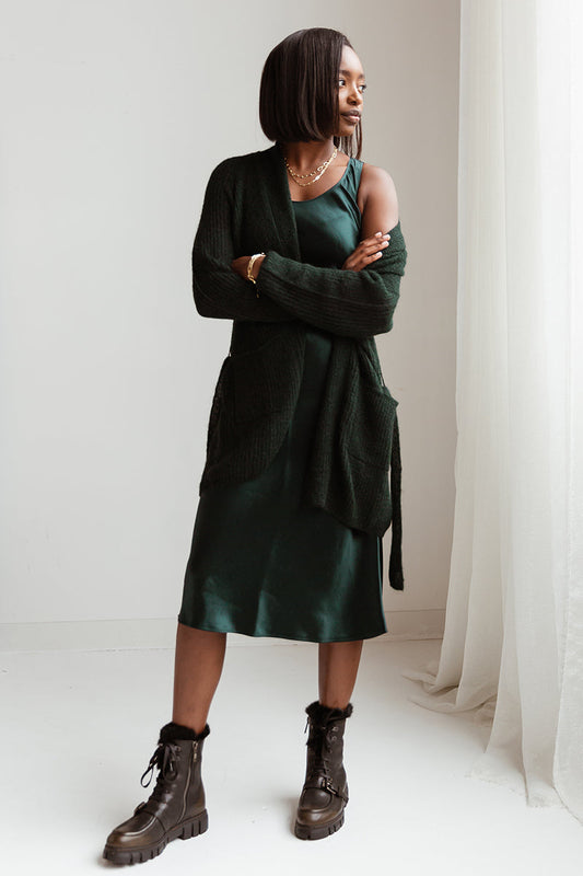 MAX MARA LEISURE Talete Dress in Dark Green