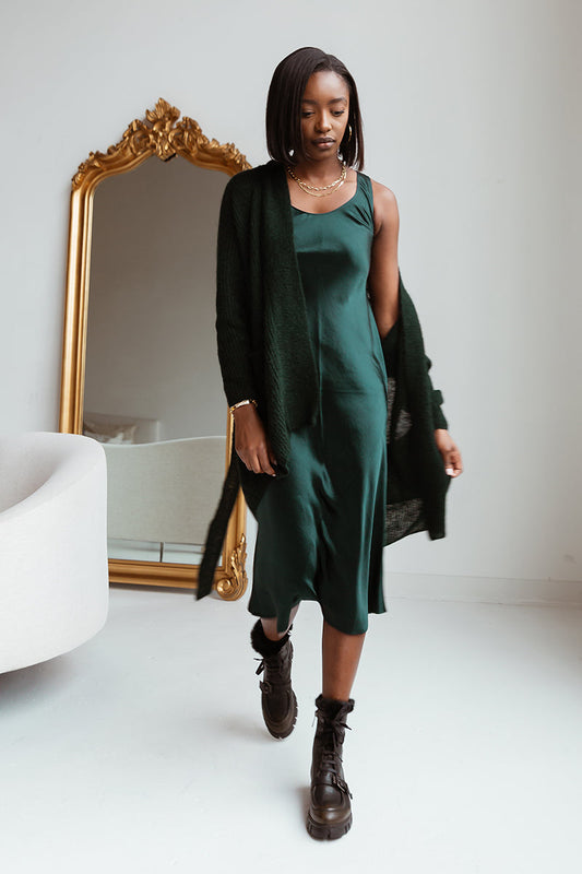 MAX MARA LEISURE Talete Dress in Dark Green