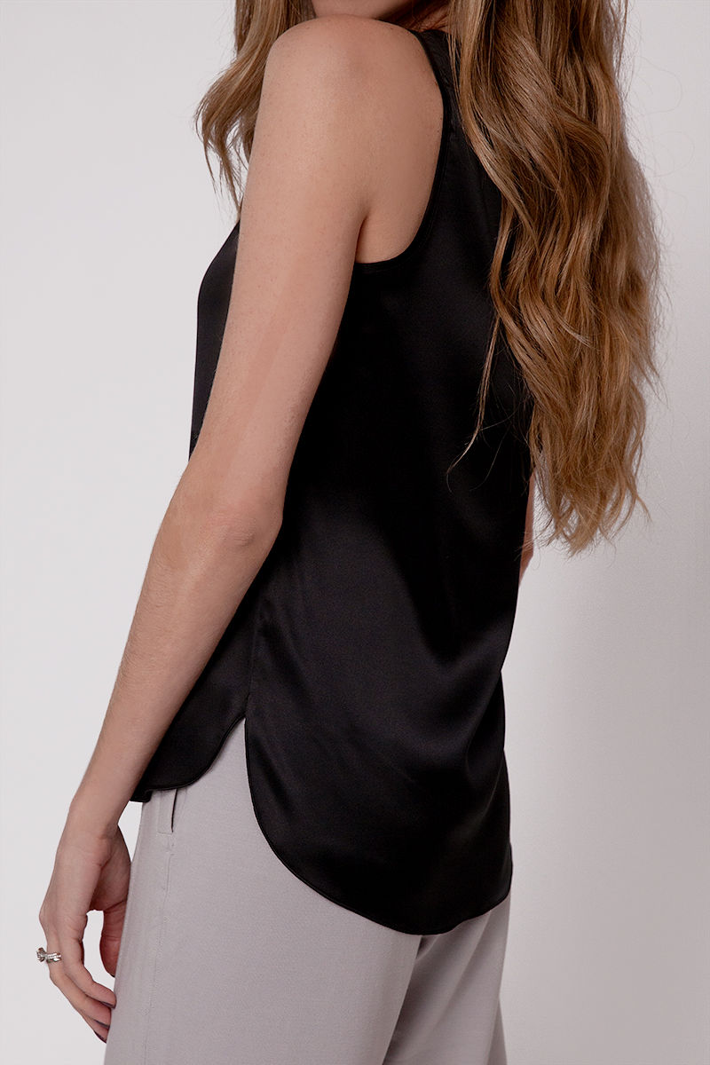 MAX MARA LEISURE Pan Silk Satin Top in Black