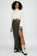 SABLYN Uma Cashmere Cropped Turtleneck Sweater in Gardenia