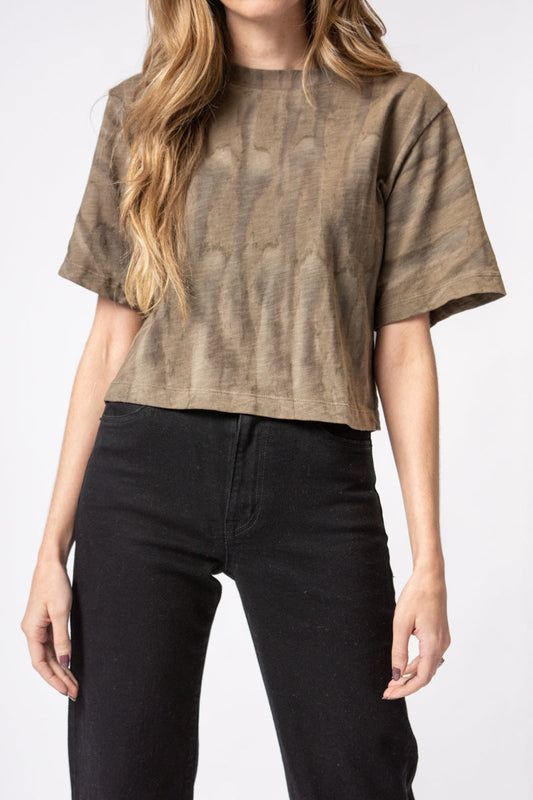 COTTON CITIZEN Tokyo Crop Tee in Ash Drip