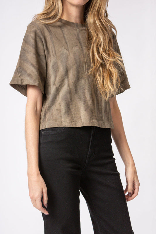 COTTON CITIZEN Tokyo Crop Tee in Ash Drip