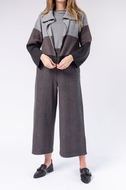 FABIANA FILIPPI Cropped Trouser in Agate Brown and Grey