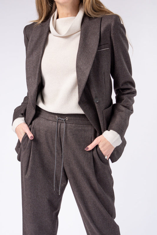 FABIANA FILIPPI Gamma Broadcloth Blazer Jacket in Brown